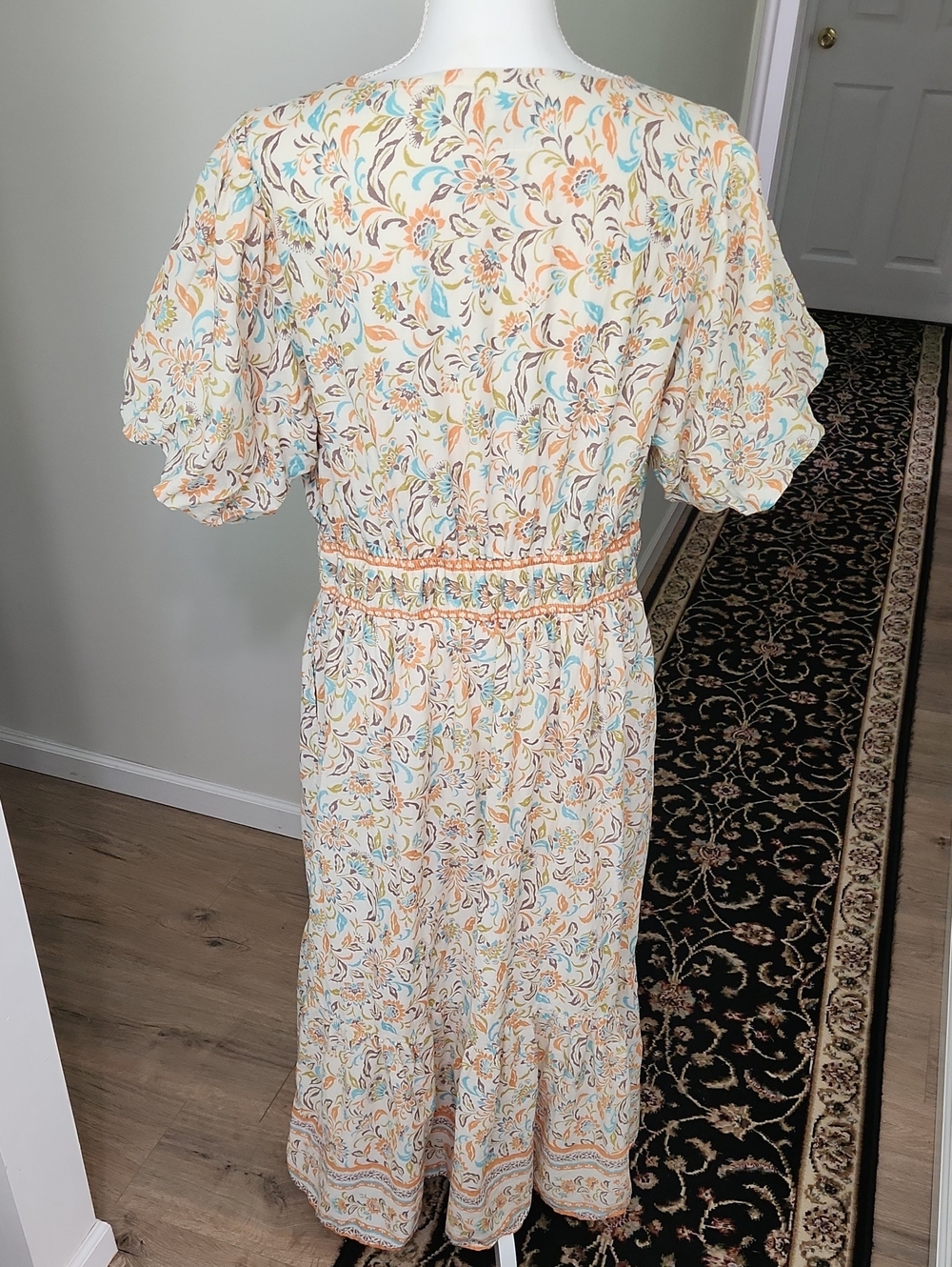 Anthropologie LEA Floral Puff Sleeve Maxi Dress Cotton Boho Cottagecore 1X EUC - Picture 6 of 16